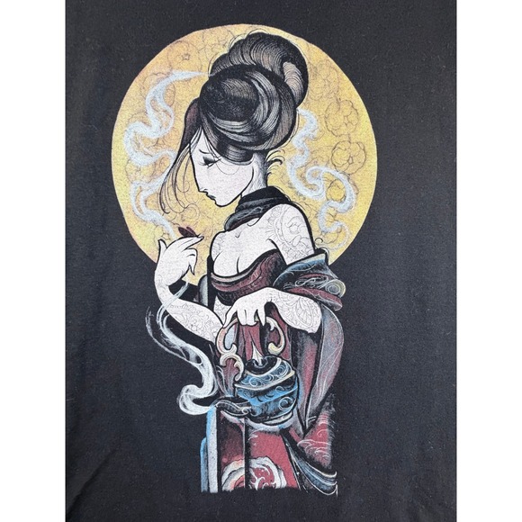 Curbside Other - Curbside Geisha Graphic T Shirt Mens XL Black Tattoo Japanese Art Cotton Tee